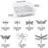 50Pcs 7 Styles Tibetan Style Alloy Dragonfly Pendants TIBEP-FS0001-43-4