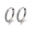 316 Surgical Stainless Steel Pave Clear Cubic Zirconia Hoop Earrings Women EJEW-A109-01A-P-1