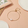 Oval Natural Pearl Beaded Slider Bracelet BJEW-JB09315-02-2