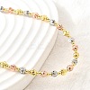 4MM Three-color Brass Textured Round Beaded Necklaces for Women NJEW-D314-12PG-2