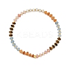 Opalite & Cherry Quartz Glass & Natural Tiger Eye & White Jade Rondelle Beads Stretch Bracelets for Women BJEW-JB14235-01-3