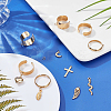 DIY Heart & Leaf & Moon Stainless Steel Charms Cuff Ring Making Kit DIY-SC0026-11G-4