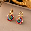 304 Stainless Steel Enamel Hoop Earrings LS-EJEW-Q040-01A-G-1