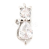 Brass Micro Pave Cubic Zirconia Kitten Links Connectors X1-ZIRC-G157-50P-1