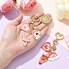 Heart Hot Air Balloon Alloy Enamel Pendant Decoration HJEW-YW00075-01-5