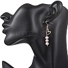 Brass Heart with Pearl Beads Pendants Dangle Earrings EJEW-JE06901-5