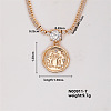 Fashion Brass Rhinestones Flat Round Pendant Necklace for Women AB9344-7-1