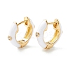 Clear Cubic Zirconia Chunky Hinged Hoop Earrings with Enamel EJEW-P196-20G-08-2