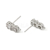 Brass Micro Pave Clear Cubic Zirconia Stud Earring Findings LS-KK-C107-06P-2