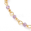 Faceted Round Natural Amethyst Beaded Anklets AJEW-AN00360-04-2