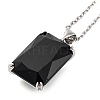 Rectangle Brass Pave Cubic Zirconia Pendant Necklaces for Women NJEW-G156-01P-07-1