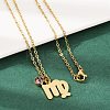304 Stainless Steel Glass Drill Birth Stone Constellation Pendant Necklaces STAS-D305-08G-F-1