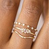 3Pcs Rhombus Zinc Alloy with Crystal Rhinestone Finger Rings FS-WG622CD-04-1