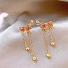 Metal Micro Pave Cubic Zirconia Tassel Stud Earrings FS-WG55496-03-1