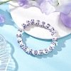 Handmade Flower Printed Porcelain Ceramic Round Beads Stretch Bracelets for Women BJEW-JB12091-01-1