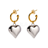 Ion Plating(IP) 304 Stainless Steel Heart Dangle Stud Earrings EJEW-L266-01GP-1
