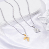 1 Set Stainless Steel Couple Heart Pendant Ball Chain Necklaces for Women Men NJEW-LP0001-61C-3