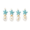Dyed Synthetic Turquoise & ABS Plastic Imitation Pearl Pendants PALLOY-JF04856-1