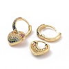 Colorful Cubic Zirconia Heart Padlock Dangle Hoop Earrings EJEW-I280-03G-2