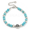 Star of David 304 Stainless Steel & Synthetic Turquoise Round Beaded Bracelets for Women BJEW-G717-06P-1