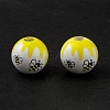 Printed Natural Wood European Beads WOOD-C015-09B-4