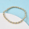 Brass Round Beaded Stretch Bracelets for Men Women BJEW-B148-05B-GP-2