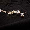 Piercing Jewelry Real 18K Gold Plated Brass Rhinestone Bowknot Navel Ring Belly Rings AJEW-EE0001-67-4