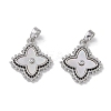Brass & Shell & Clear Cubic Zirconia Pendants KK-G497-12P-1