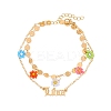 Constellation Alloy & Glass Seed Beads Double Layer Colorful Flower Anklets PW-WGA6E00-01-1