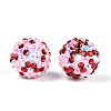 Valentine's Day Theme Round Resin Rhinestone Beads OACR-T028-66B-2