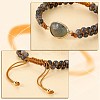 Natural Labradorite Teardrop Link Braided Bead Bracelet BJEW-SZ0002-54C-4