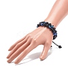 Natural Black Agate(Dyed) & Eyeless Obsidian & Resin Evil Eye Braided Bead Bracelet BJEW-JB08840-03-3