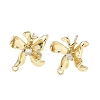 Brass Micro Pave Clear Cubic Zirconia Stud Earring Findings KK-Z106-02G-03-1