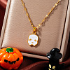 304 Stainless Steel Enamel Halloween Skull Pendant Dapped Chain Necklaces VT5751-1