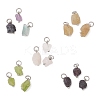 15Pcs 5 Colors Raw Rough Natural Fluorite & Rose Quartz & Yellow Apatite & Garnet & Peridot Nuggets Charms PALLOY-JF04554-02-1
