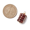 Natural Red Rainbow Jasper/Natural Tiger Eye/Natural Unakite/Natural Blue Spot Jasper/Opalite Copper Wire Wrapped Column Pendants PALLOY-JF02974-2