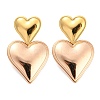 304 Stainless Steel Double Heart Dangle Stud Earrings for Women LS-EJEW-D076-01E-RG-1