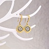 Cubic Zirconia Flat Round with Evil Eye Dangle Earrings EJEW-SW00011-03-4