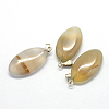 Horse Eye Natural Grey Agate Pendants G-Q363-10-2