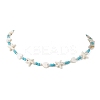 Summer Beach Round Synthetic Turquoise & Natural Freshwater Shell Heart Starfish Beaded Necklaces NJEW-JN05209-2