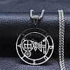 201 Stainless Steel Demon Seal Sigil Pendant Necklaces NJEW-H065-17P-1