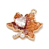 Autumn Brass Micro Pave Clear Cubic Zirconia Pendants KK-G556-10G-2