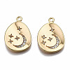 Brass Micro Pave Clear Cubic Zirconia Pendants KK-T063-73G-NF-2