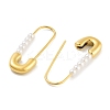 Ion Plating(IP) 304 Stainless Steel & Plastic Imitation Pearl Safety Pin Hoop Earrings for Women EJEW-C096-05G-2
