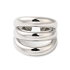 Three-layer Brass Open Cuff Rings for Women RJEW-A046-08P-2