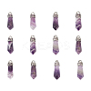 Fashewelry 12Pcs Bullet Natural Amethyst Pointed Pendants G-FW0001-11-15