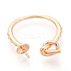 Twist Knot Brass Cuff Ring Settings KK-T076-38G-2