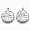 Brass Micro Pave Clear Cubic Zirconia Pendants KK-S356-008P-NF-1
