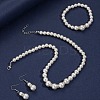 Plastic Imitation Pearl Round Beads Bracelets & Dangle Earrings & Necklaces Sets for Women FS-WG77A0B-01-2