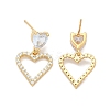 Rack Plating Brass Micro Pave Clear Cubic Zirconia Stud Earrings for Women EJEW-C125-02G-4